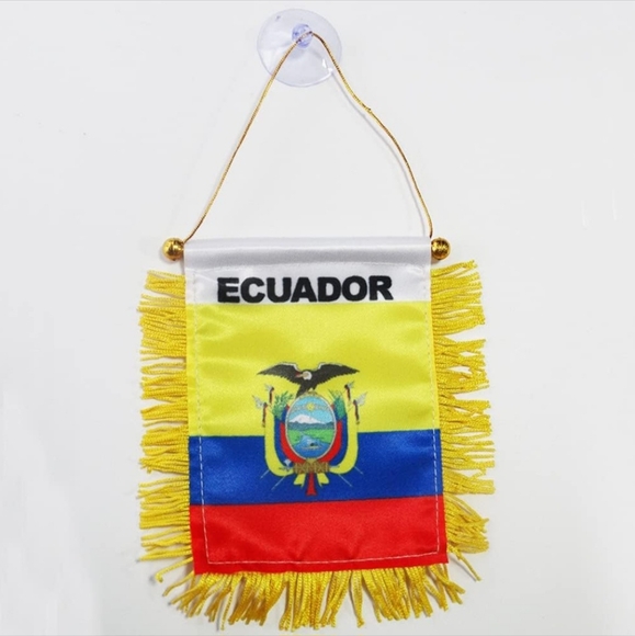 Bandierina Mini Ecuador 4x6 Pollici Con Ventosa | Bandiera Per Auto O Finestra, Colori Multicolore